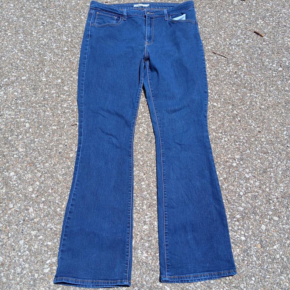 Levis 725 High Rise Bootcut Jeans Womens 32 Blue Medium Wash Stretch Denim